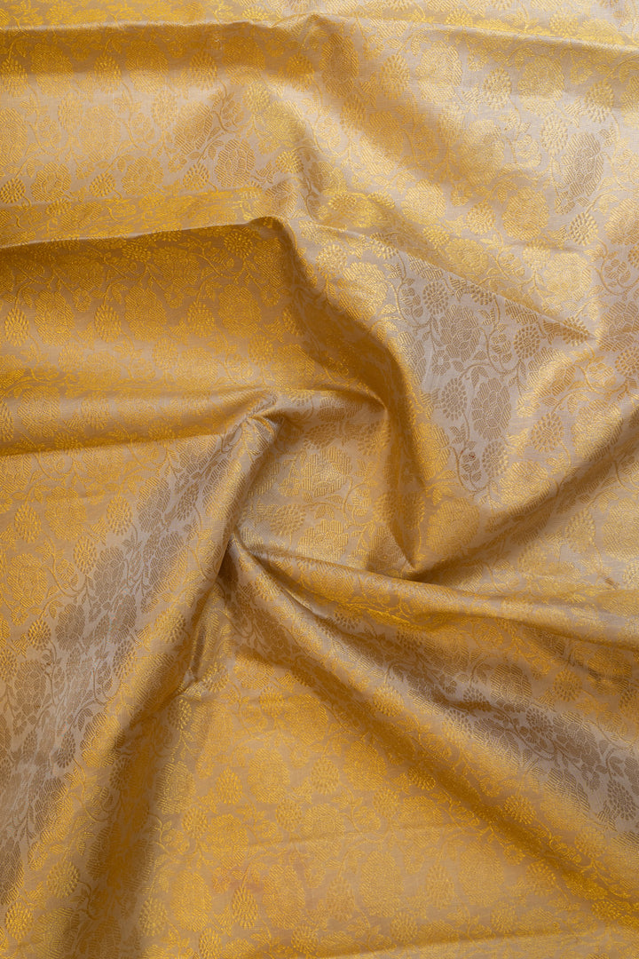Ivory and peach floral brocade pure Kanchipuram silk saree