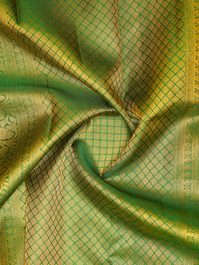 Pink and Green Traditional Pure Kanchipuram Silk Saree