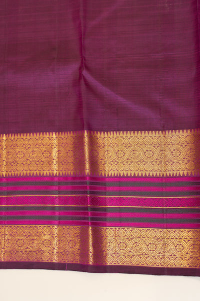 Purple neli stripes pure Kanchipuram silk saree