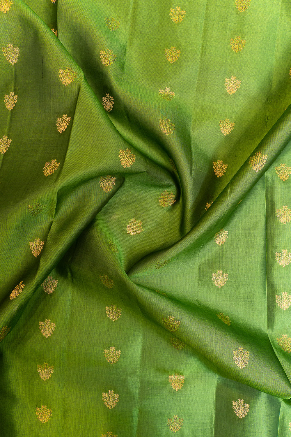 Mehendi green and red pure silk saree