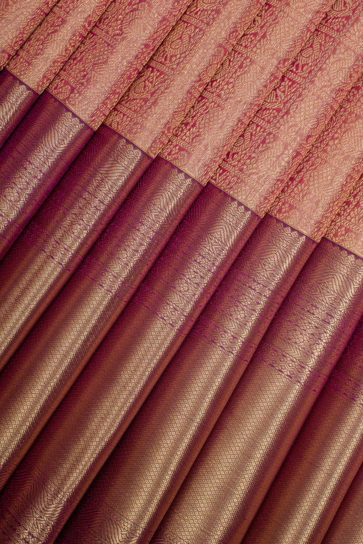 Pink and Purple Tissue Brocade Pure Kanchipuram Silk Saree