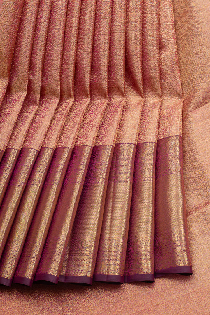 Pink and Purple Tissue Brocade Pure Kanchipuram Silk Saree