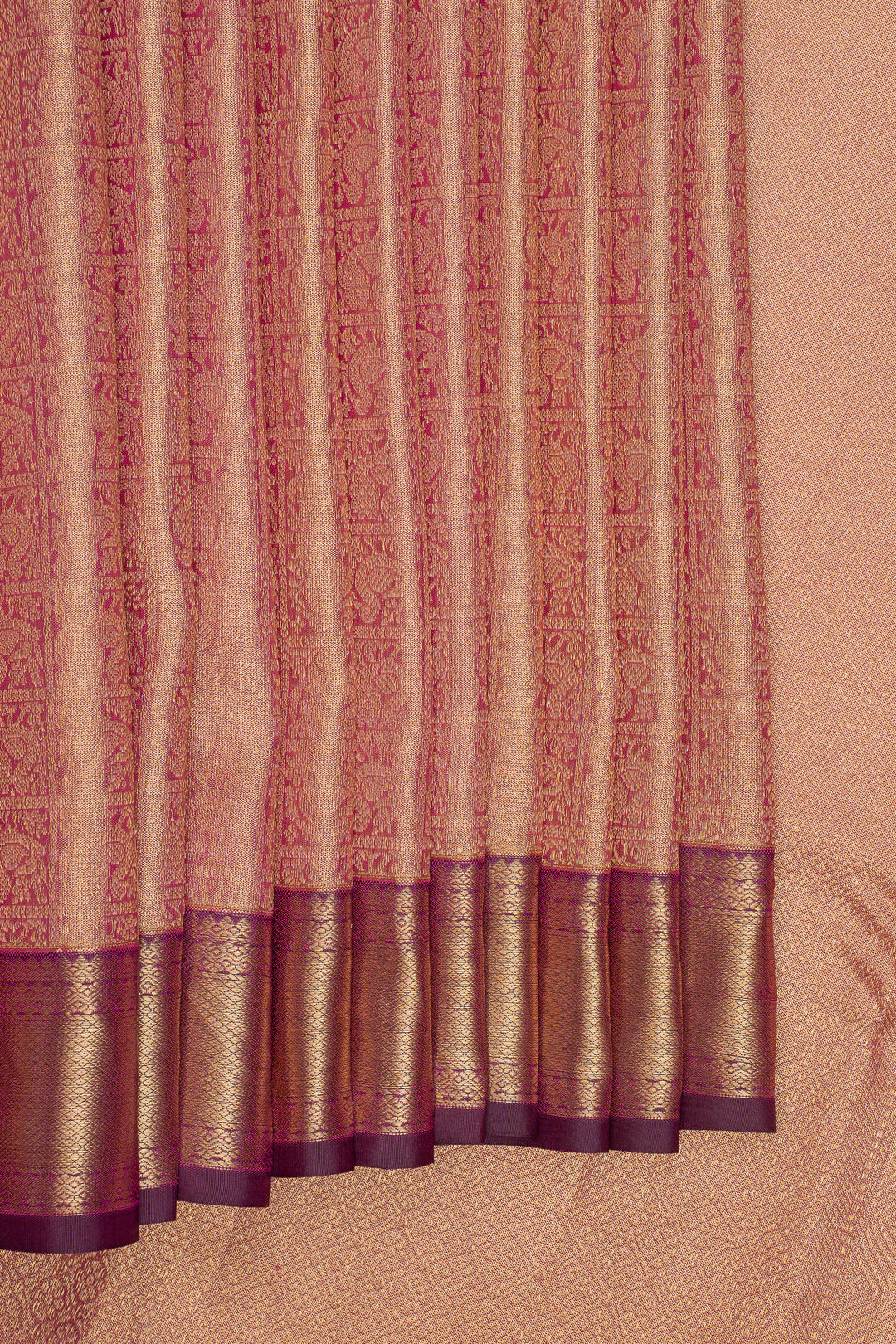 Pink and Purple Tissue Brocade Pure Kanchipuram Silk Saree