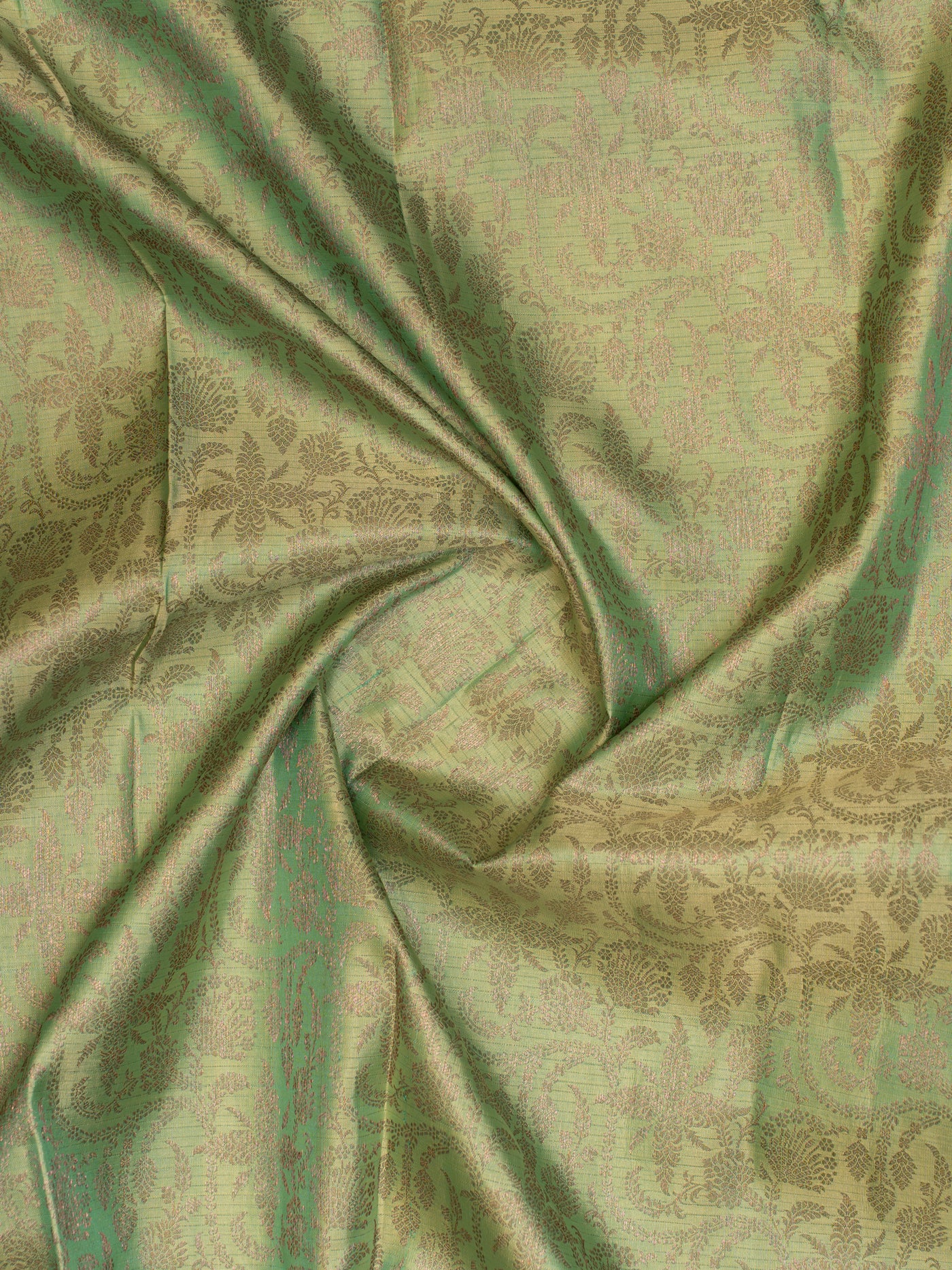 Mint green floral zari brocade pure Kanchipuram silk saree