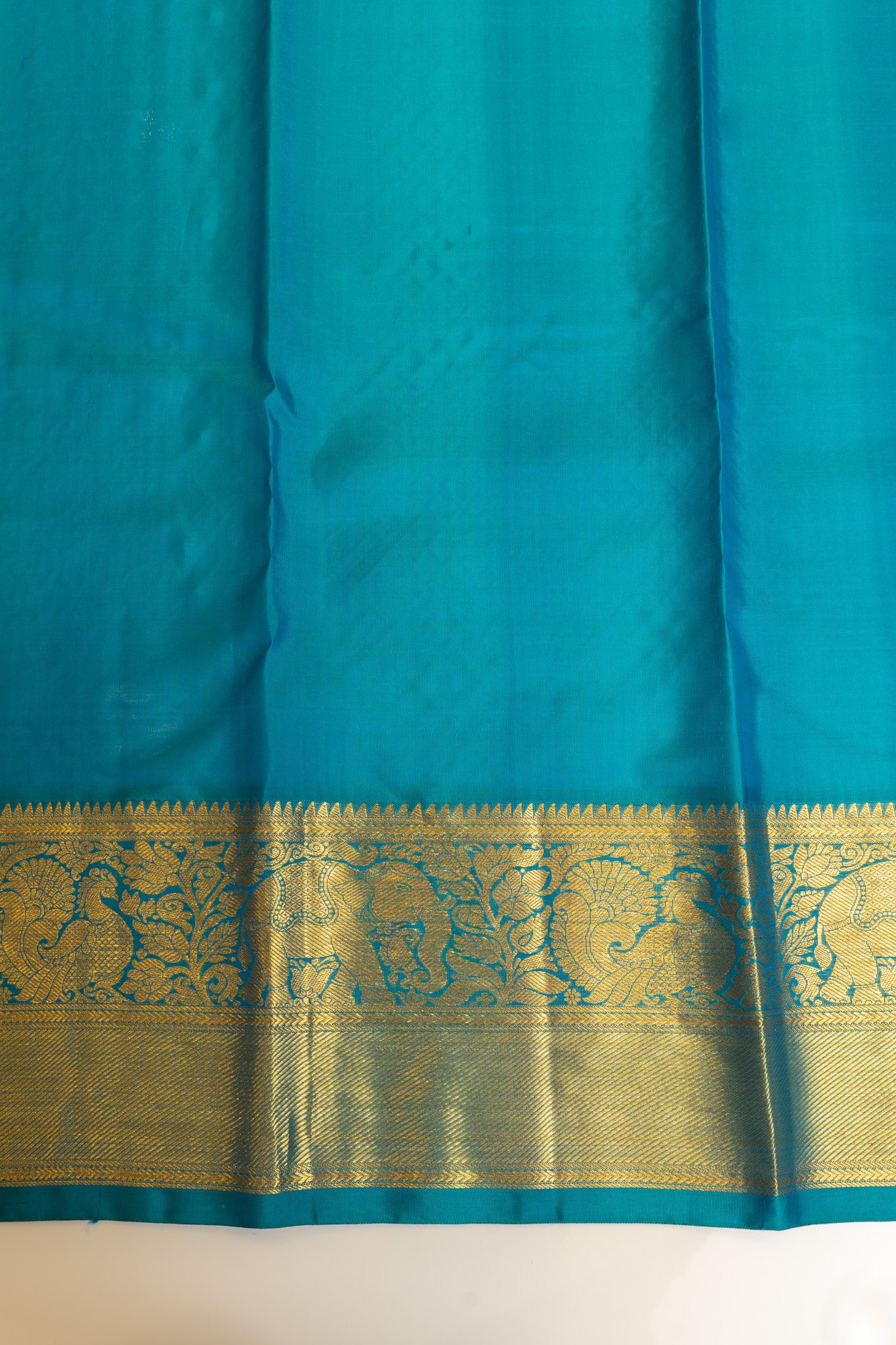 Beige and blue Zari checks pure Kanchipuram silk saree