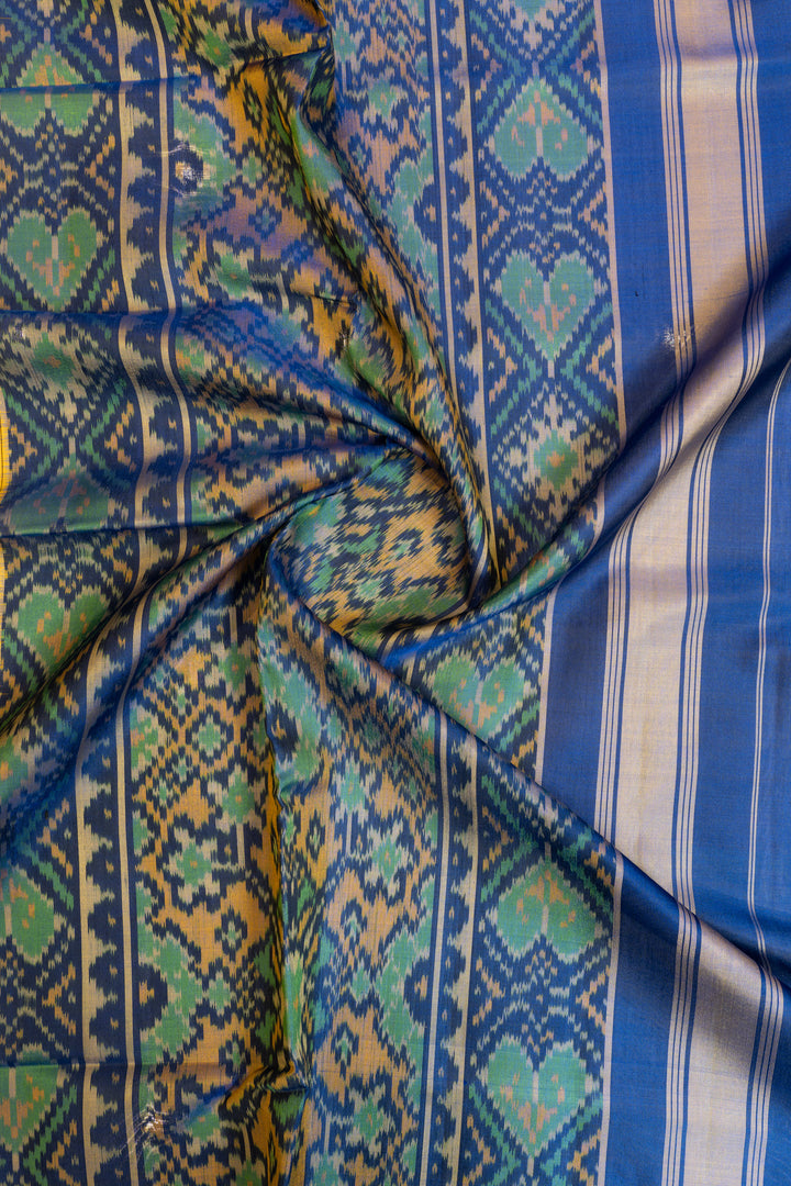 Blue pure ikat patan patola silk saree