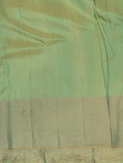 Mint green floral zari brocade pure Kanchipuram silk saree