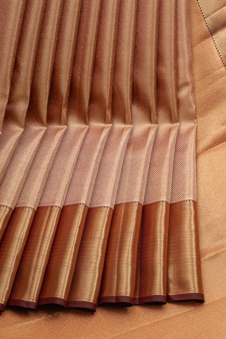 Gold and Maroon Brocade Pure Kanchipuram Silk Saree