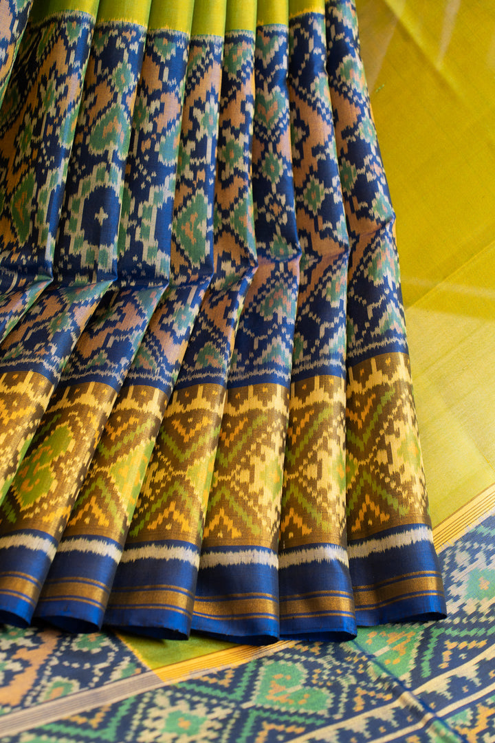 Blue pure ikat patan patola silk saree