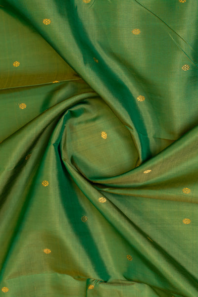 Clover green and mustard pure zari Kanchipuram silk saree