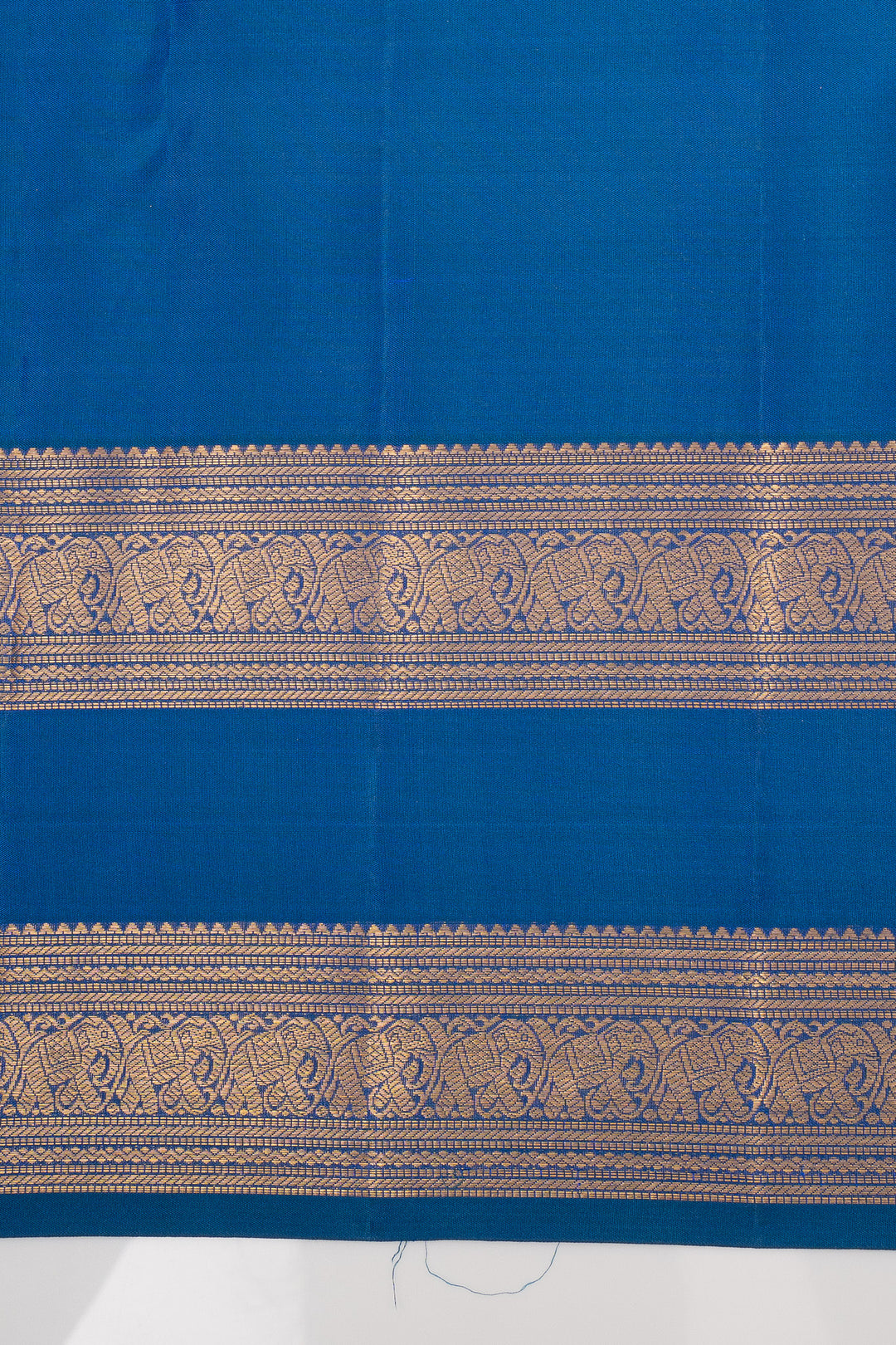Peacock Blue Temple Brocade Pure Kanchipuram Silk Saree