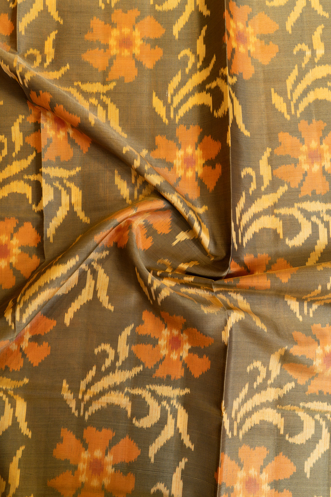 Khaki green pure ikat patan patola silk saree