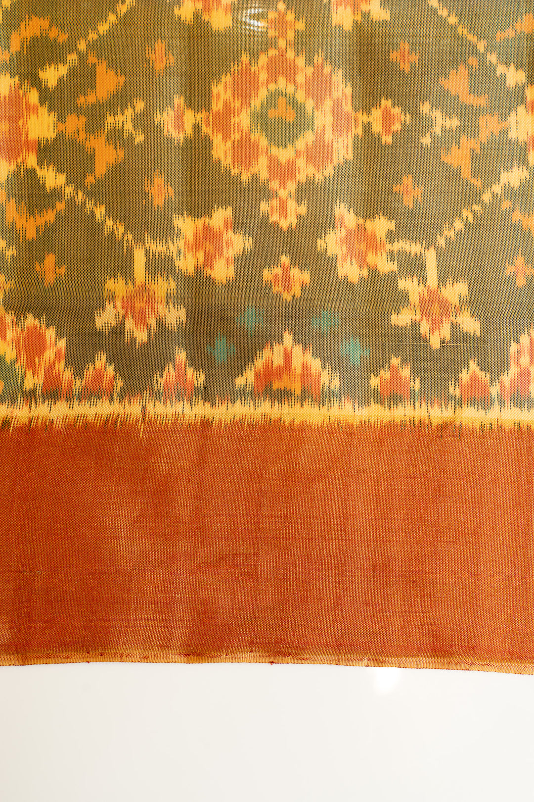 Khaki green pure ikat patan patola silk saree