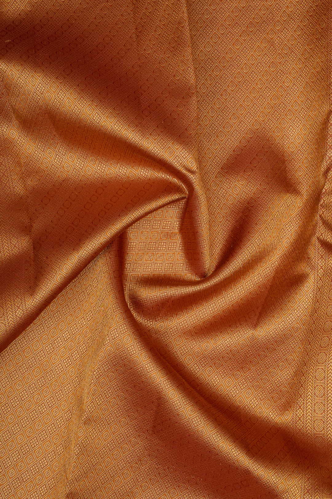 Rust Orange Brocade Pure Kanchipuram Silk Saree