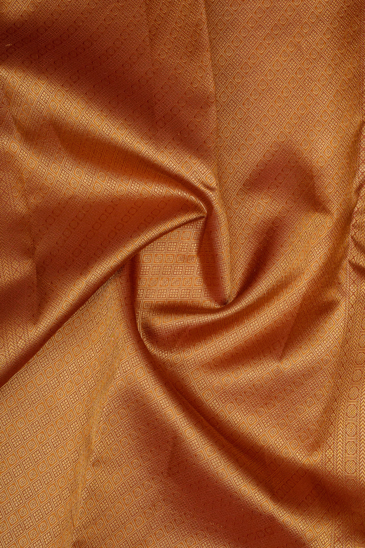 Rust Orange Brocade Pure Kanchipuram Silk Saree