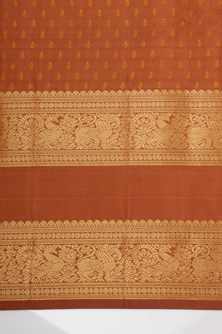 Rust Orange Brocade Pure Kanchipuram Silk Saree