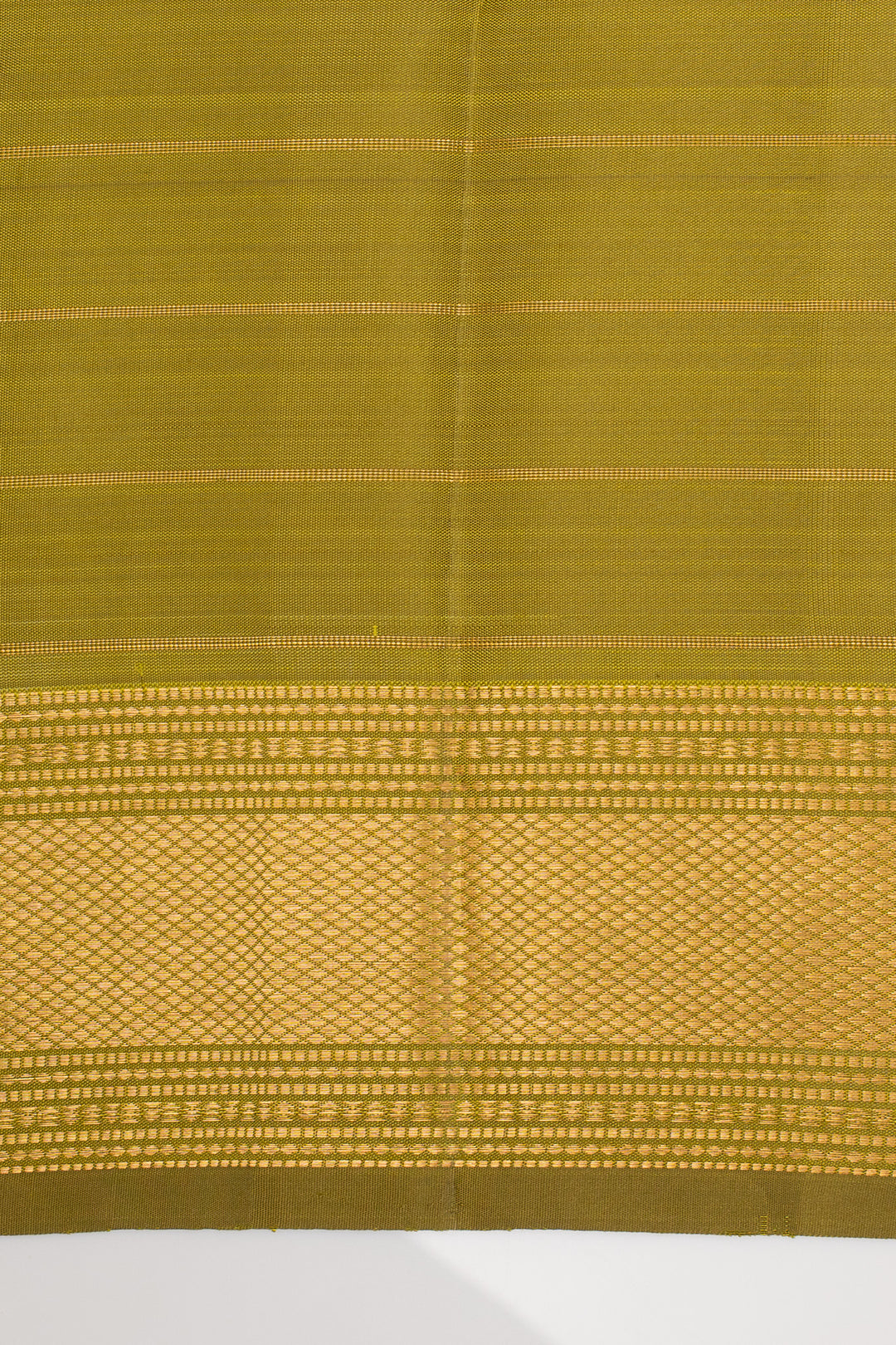 Mehandi Green Zari Checks Pure Kanchipuram Silk Saree