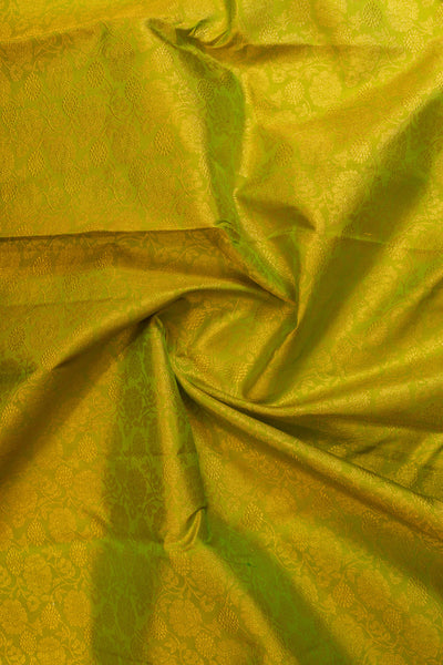 Lime green floral brocade pure Kanchipuram silk saree