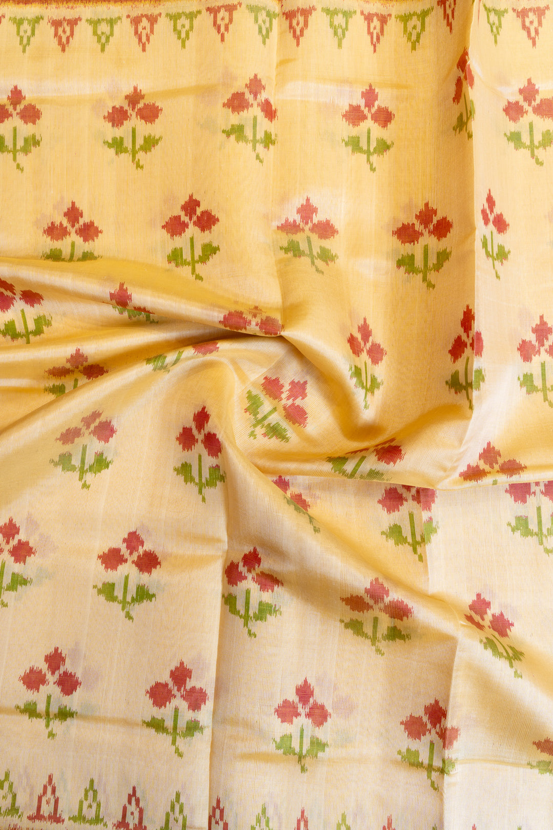 Off white and rust pure ikat patan patola silk saree