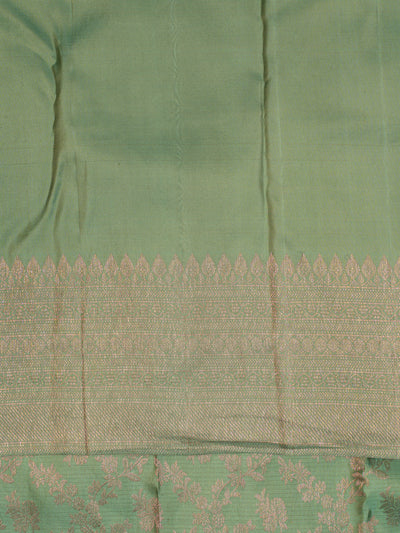 Jade green floral brocade pure Kanchipuram silk saree