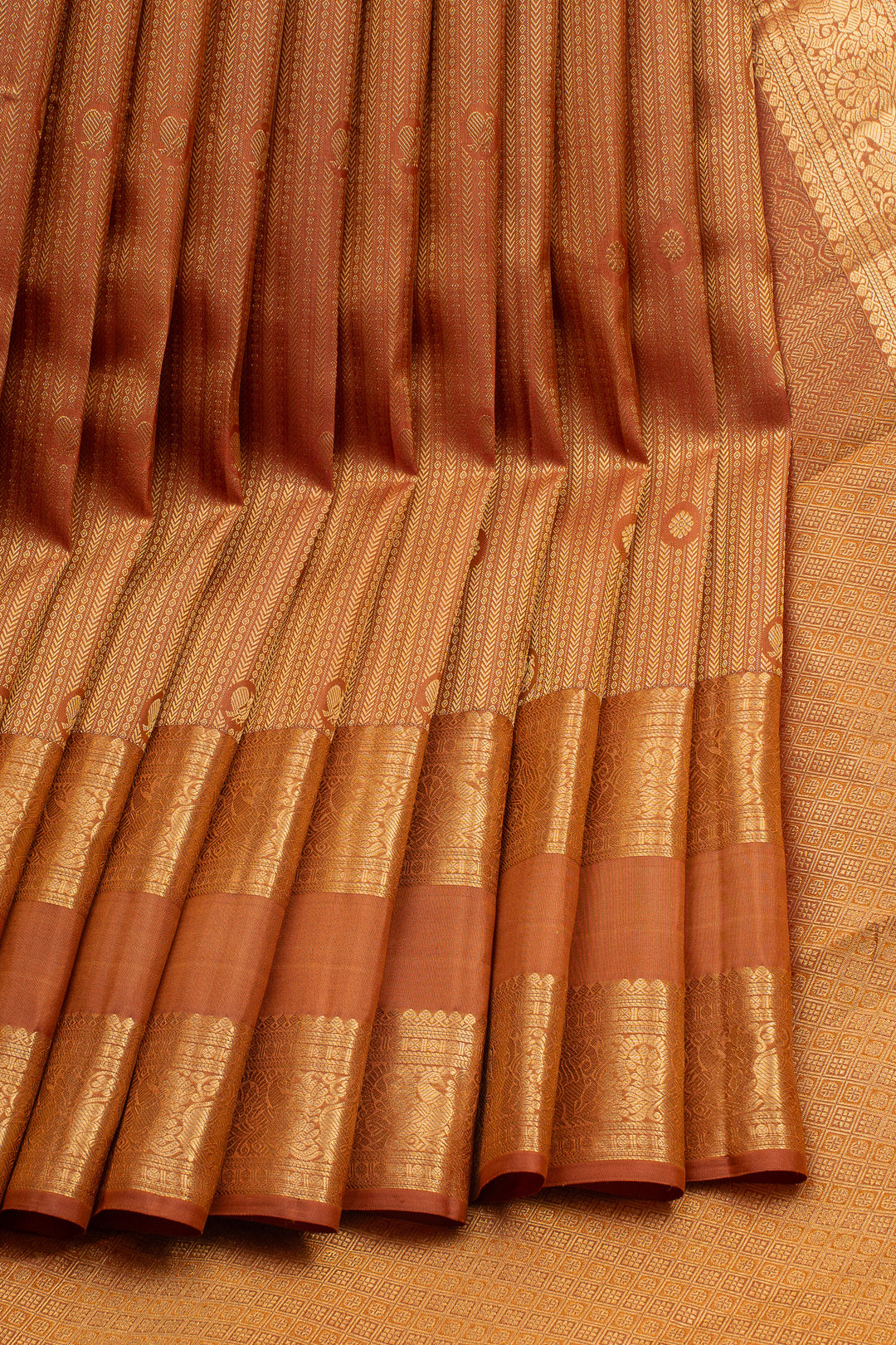 Rust Orange Brocade Pure Kanchipuram Silk Saree