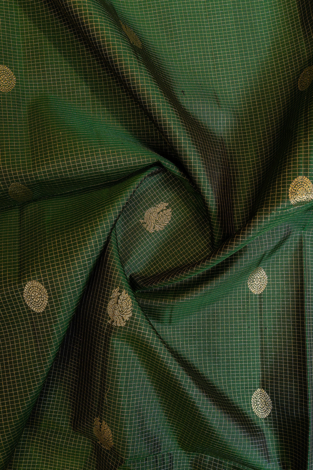 Bottle green and maroon pure soft silk saree