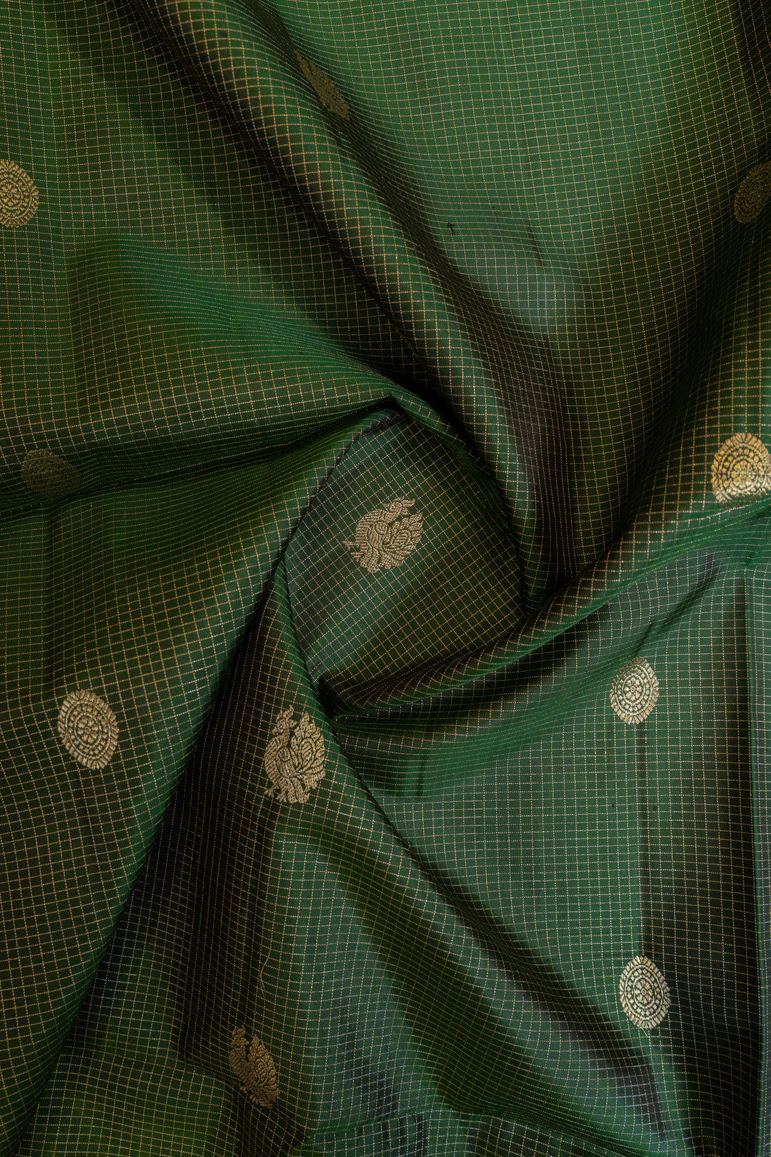 Bottle green and maroon pure soft silk saree