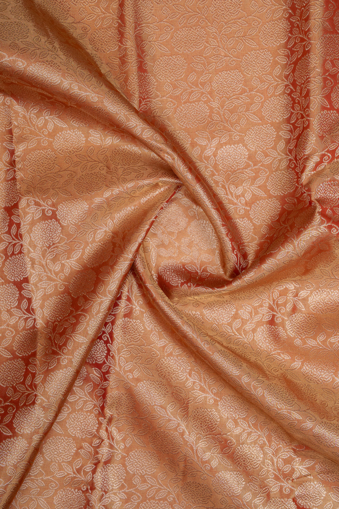 Reddish Gold Floral Tissue Pure Kanchipuram Silk Saree
