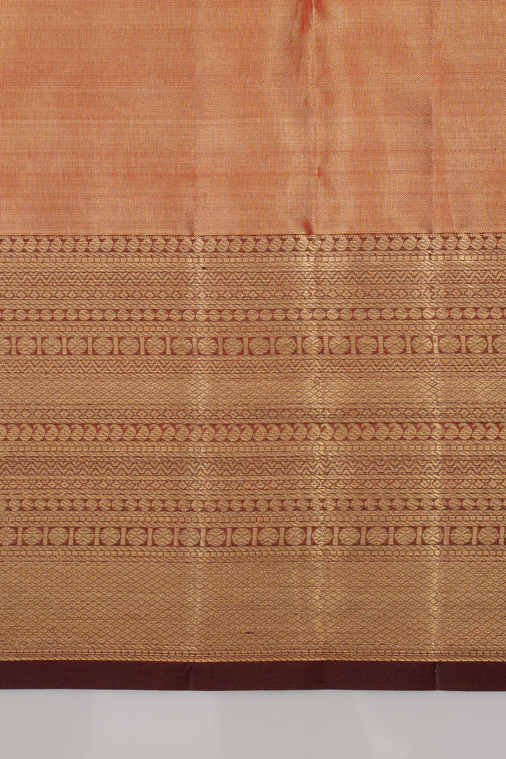 Reddish Gold Floral Tissue Pure Kanchipuram Silk Saree