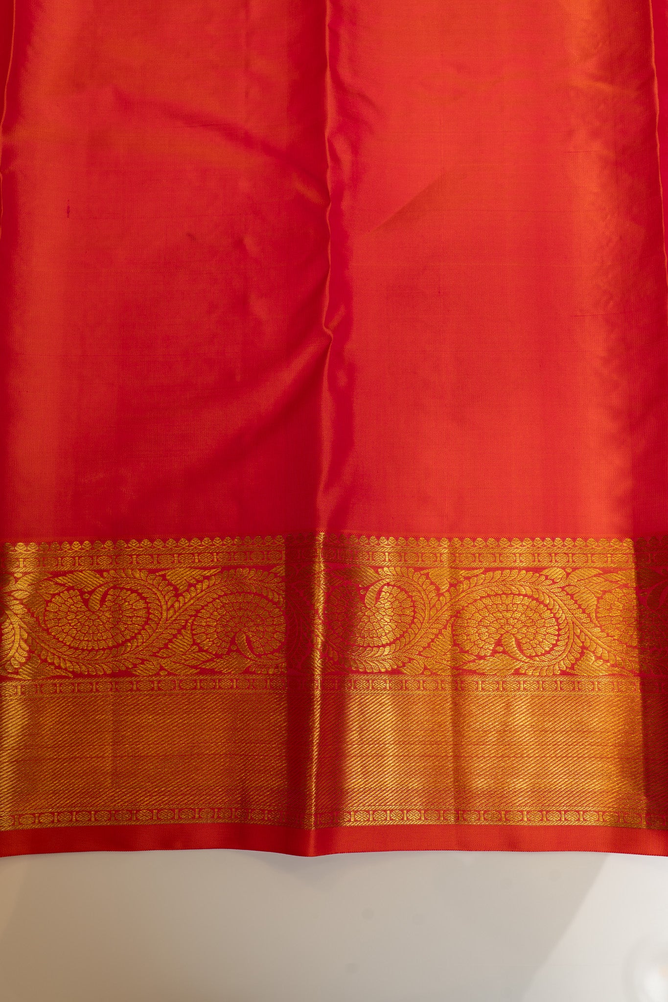 Pearl white and red floral brocade pure Kanchipuram silk saree