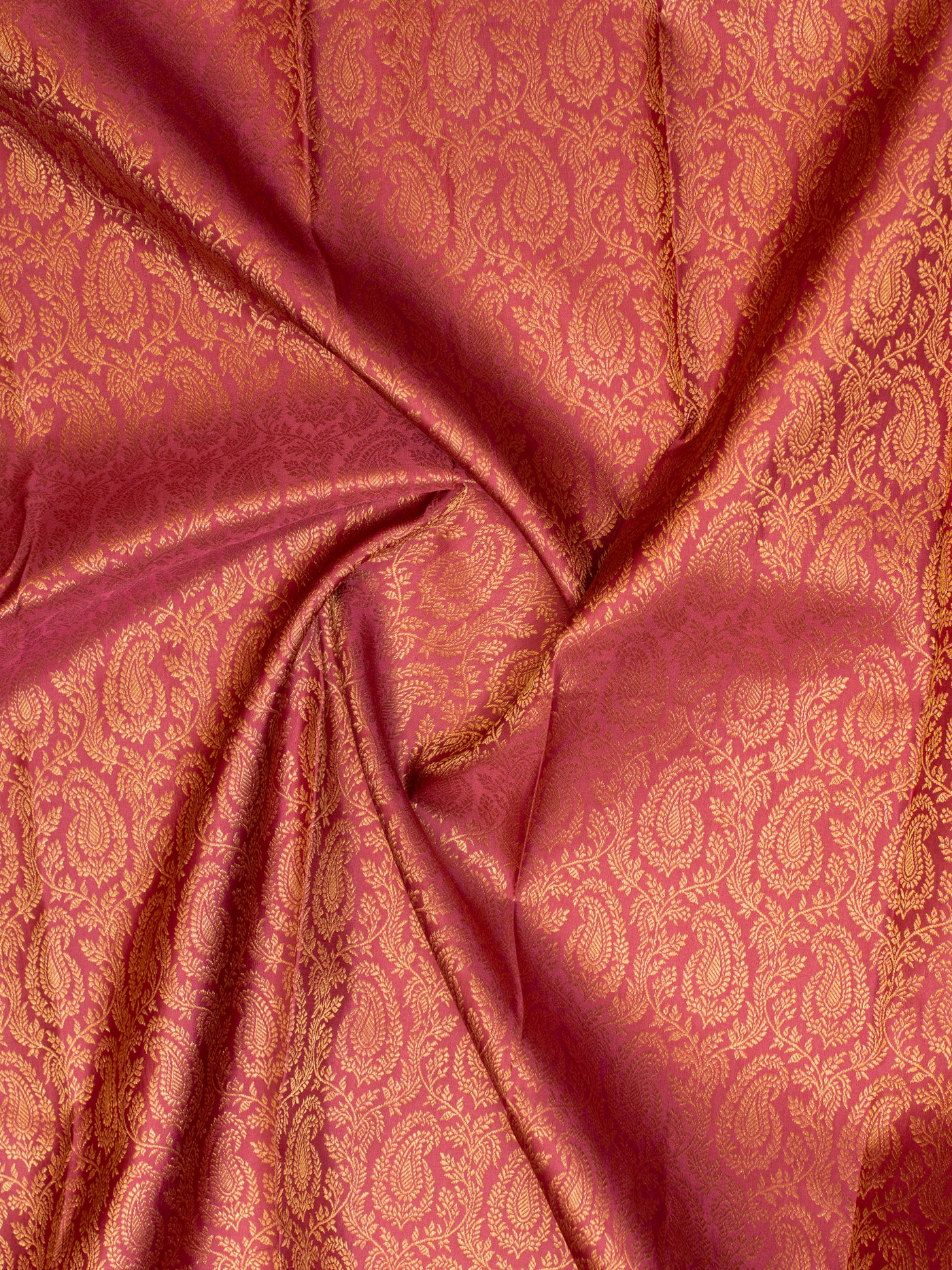 Rouge pink paisley brocade pure Kanchipuram silk saree