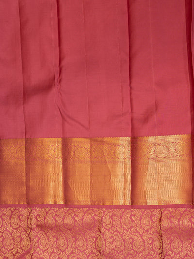 Rouge pink paisley brocade pure Kanchipuram silk saree