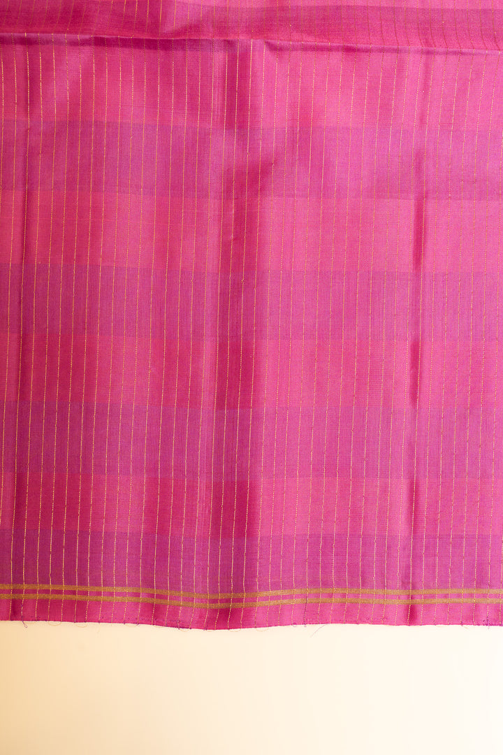 Pink and beige Dupian checks pure soft silk saree