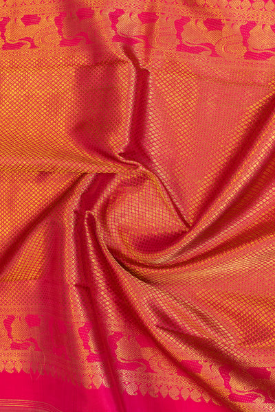 Cedar brown and magenta big border pure Kanchipuram silk saree