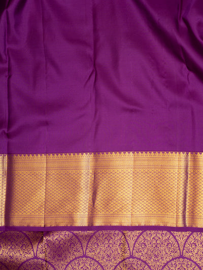 Aubergine purple zari brocade pure Kanchipuram silk saree