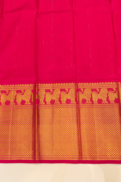 Cedar brown and magenta big border pure Kanchipuram silk saree