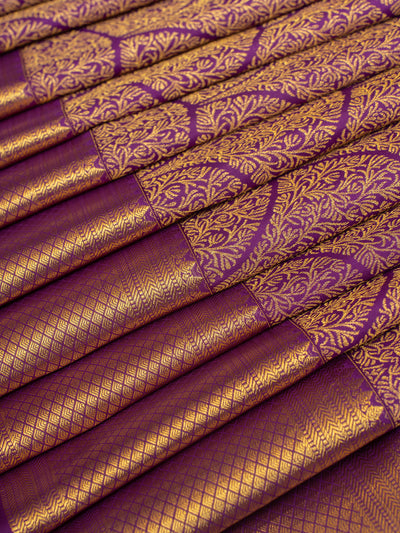 Aubergine purple zari brocade pure Kanchipuram silk saree