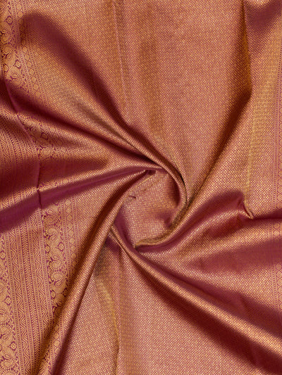 Rouge pink turning border brocade pure Kanchipuram silk saree