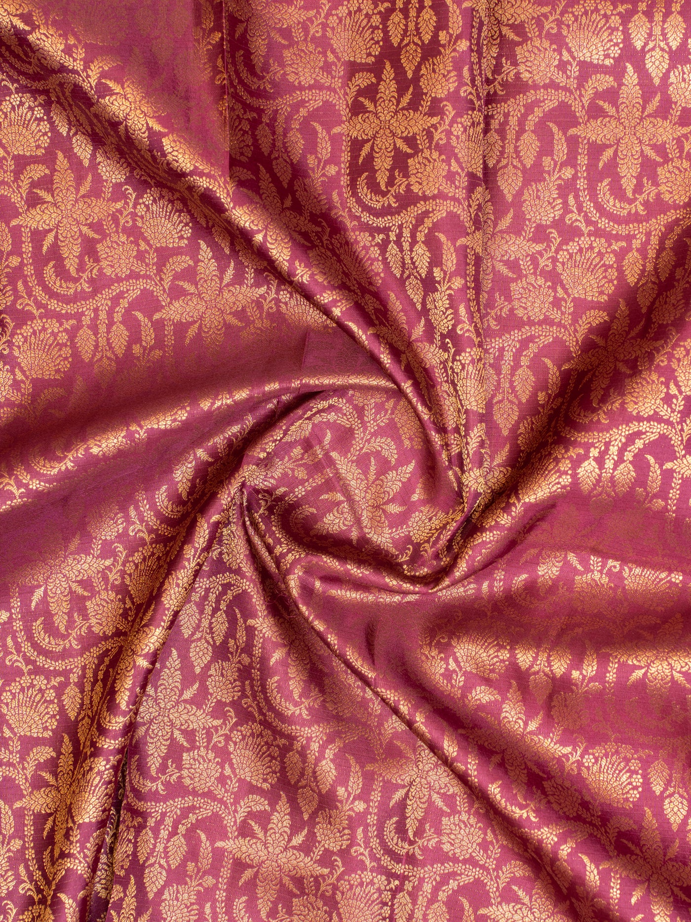 Rouge pink turning border brocade pure Kanchipuram silk saree