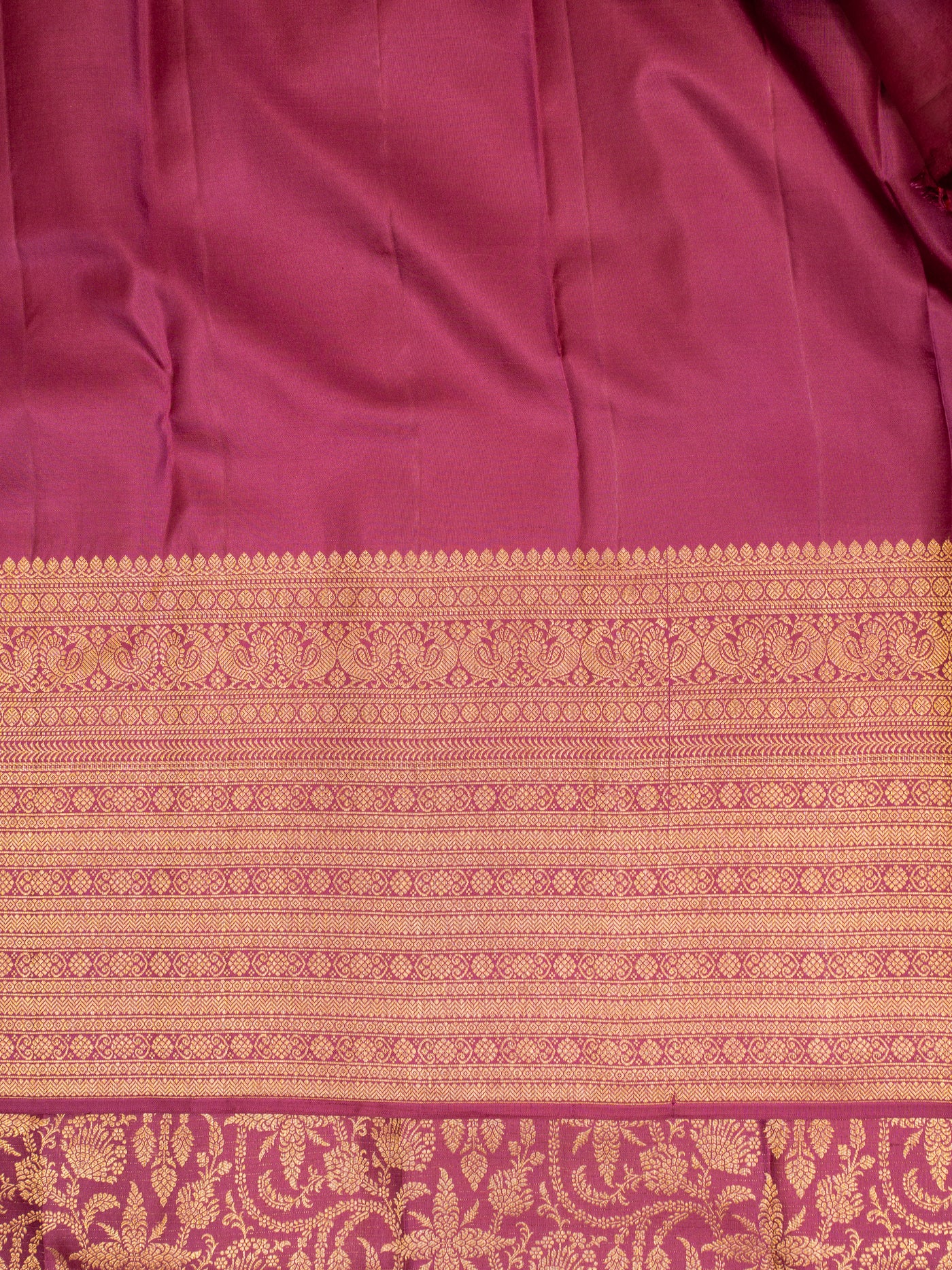 Rouge pink turning border brocade pure Kanchipuram silk saree