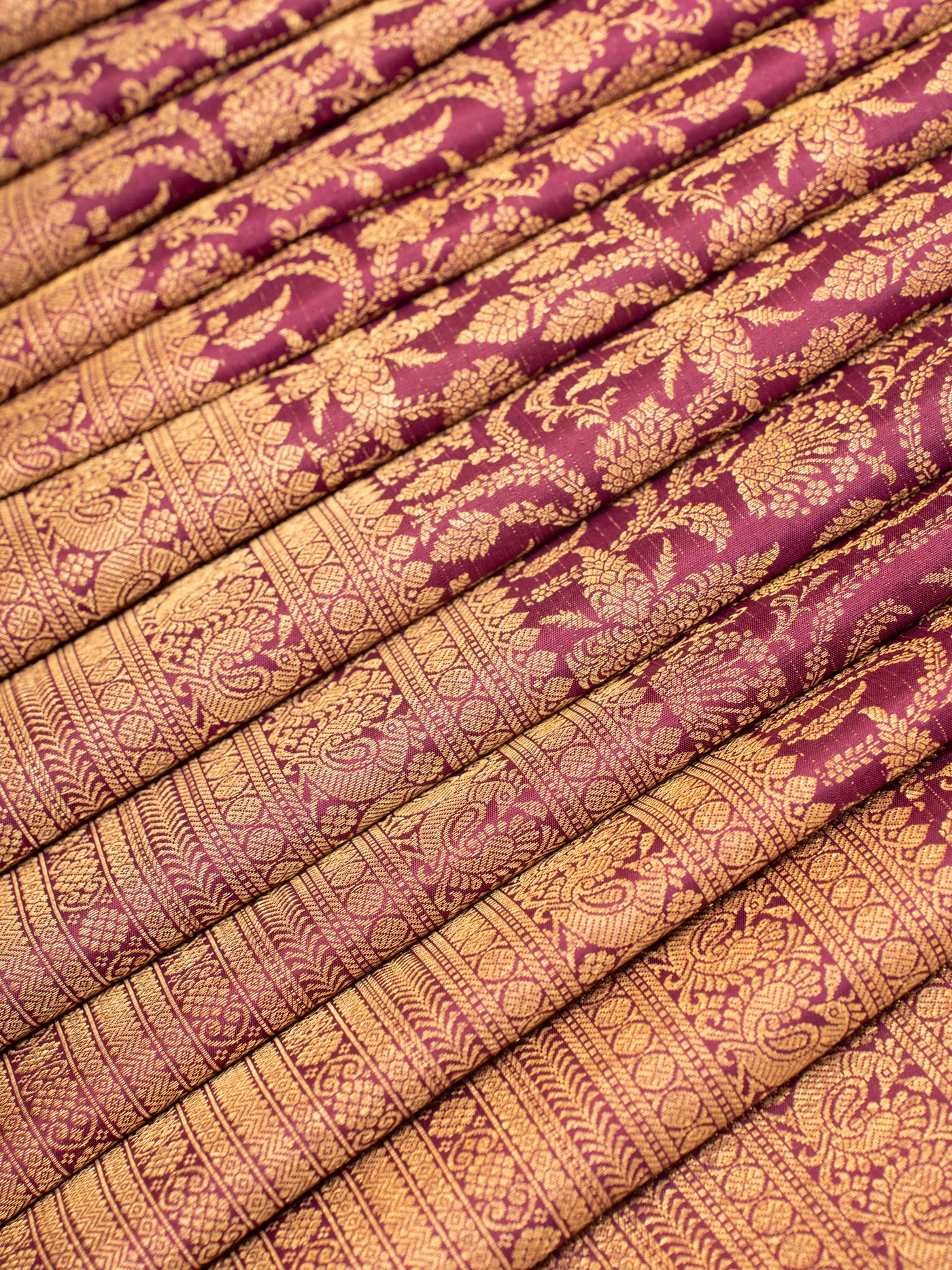 Rouge pink turning border brocade pure Kanchipuram silk saree