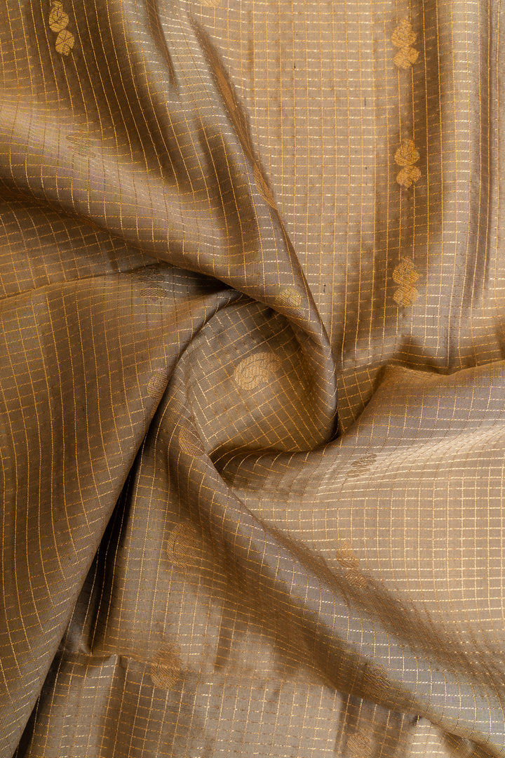 Beige and blue rettai pettu pure soft silk saree