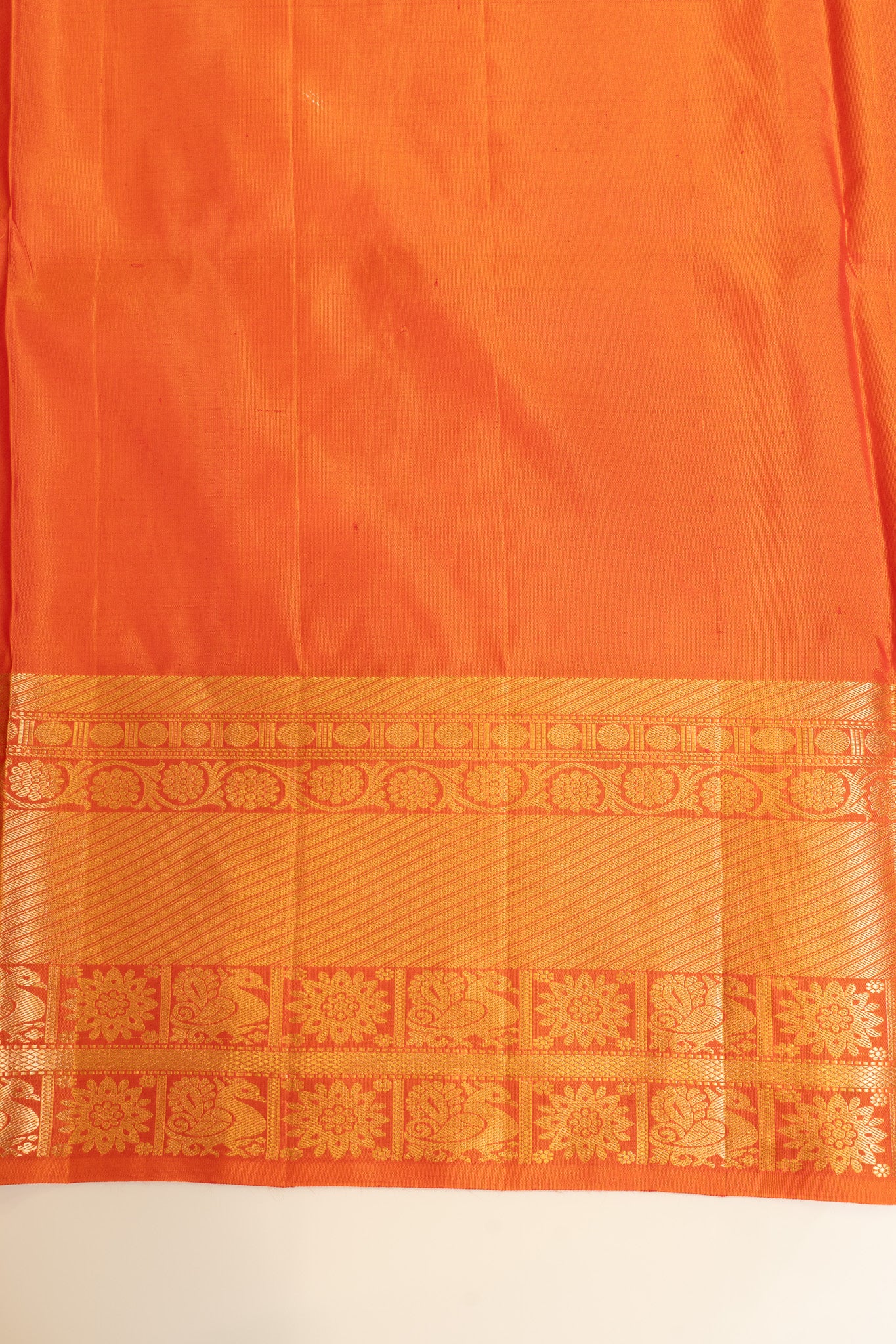 Rust orange diamond brocade pure Kanchipuram silk saree