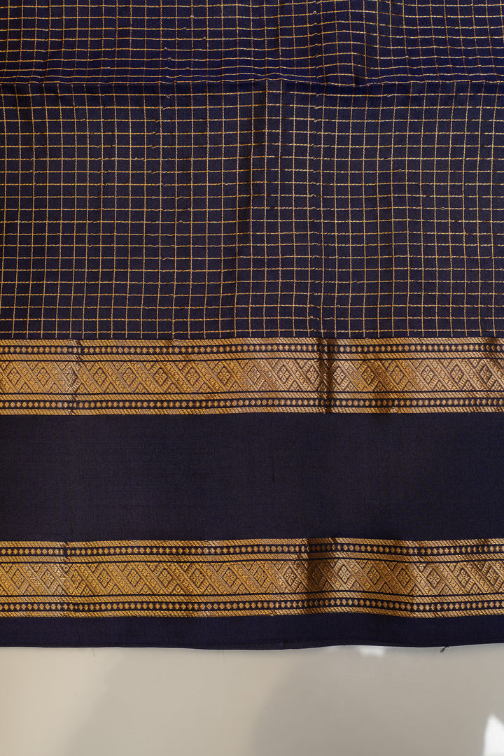 Beige and blue rettai pettu pure soft silk saree