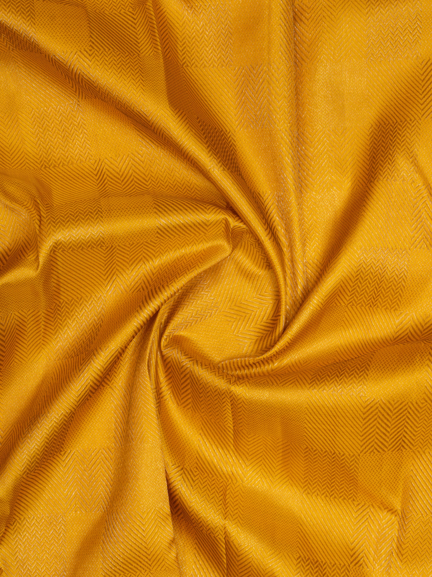 Saffron yellow ornate checks brocade pure Kanchipuram silk saree