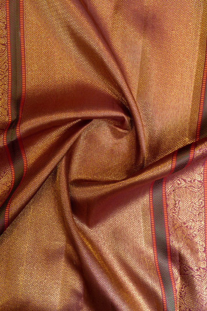 Magnolia cream and maroon pure Kanchipuram silk saree