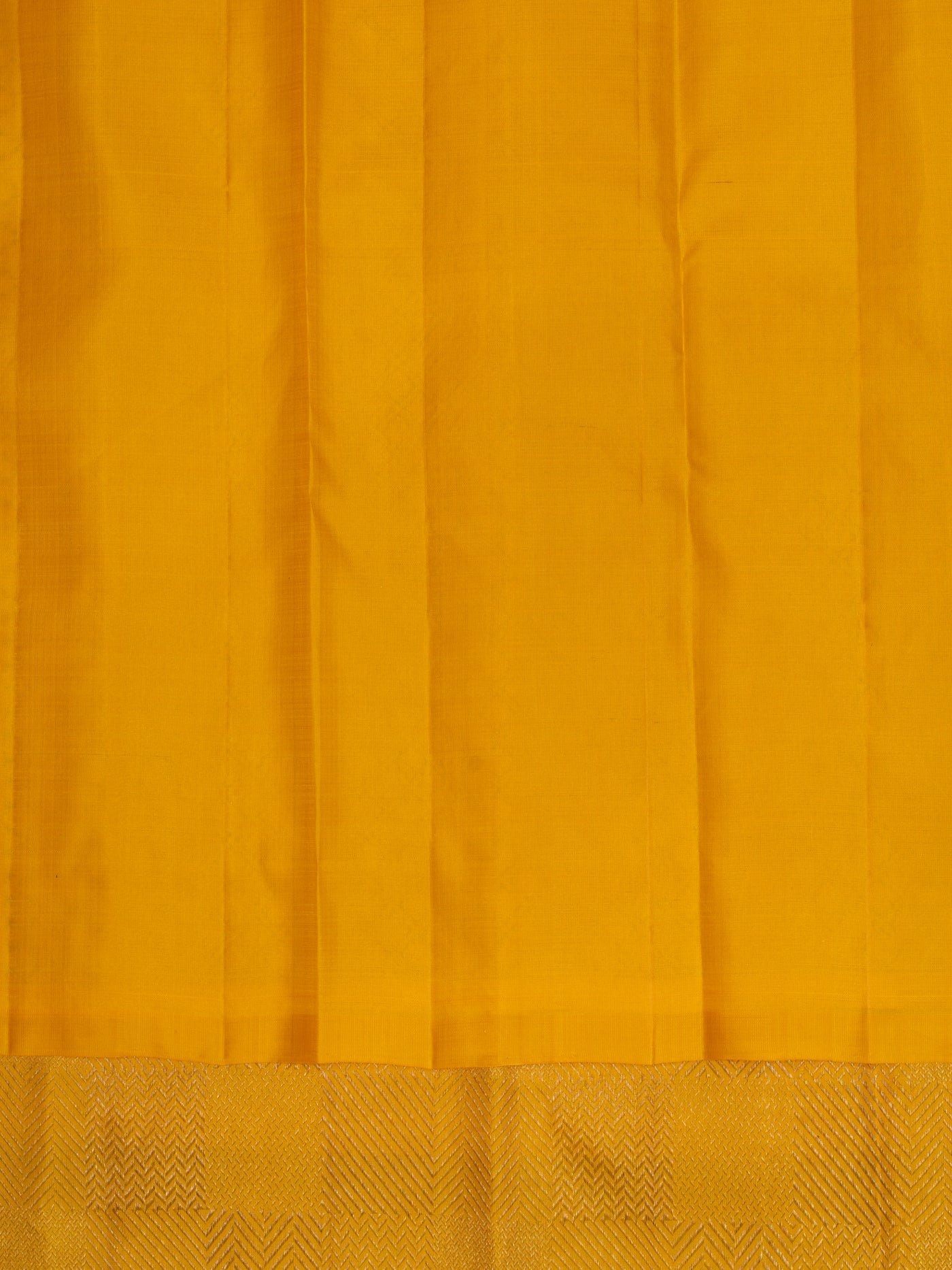 Saffron yellow ornate checks brocade pure Kanchipuram silk saree