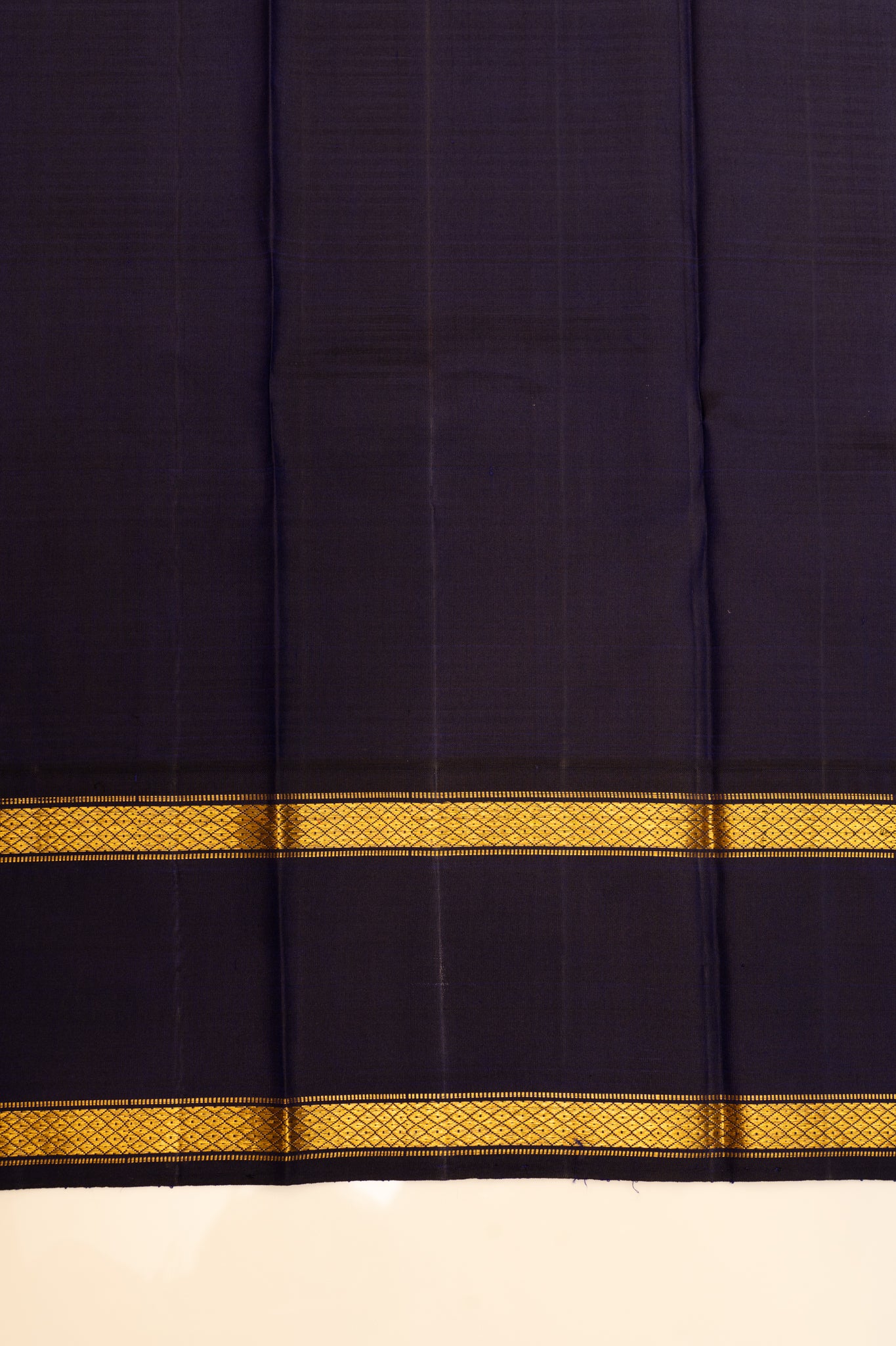 Orange and navy blue checks pure Kanchipuram silk saree