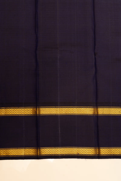 Orange and navy blue checks pure Kanchipuram silk saree