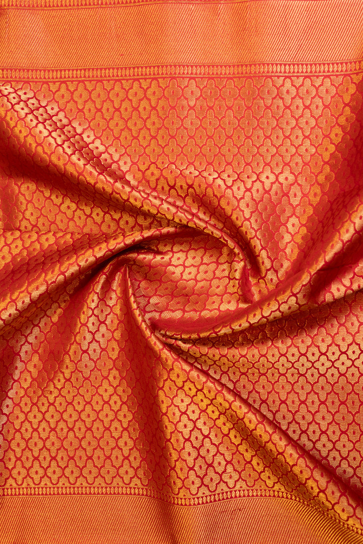 Maroon floral brocade pure Kanchipuram silk saree
